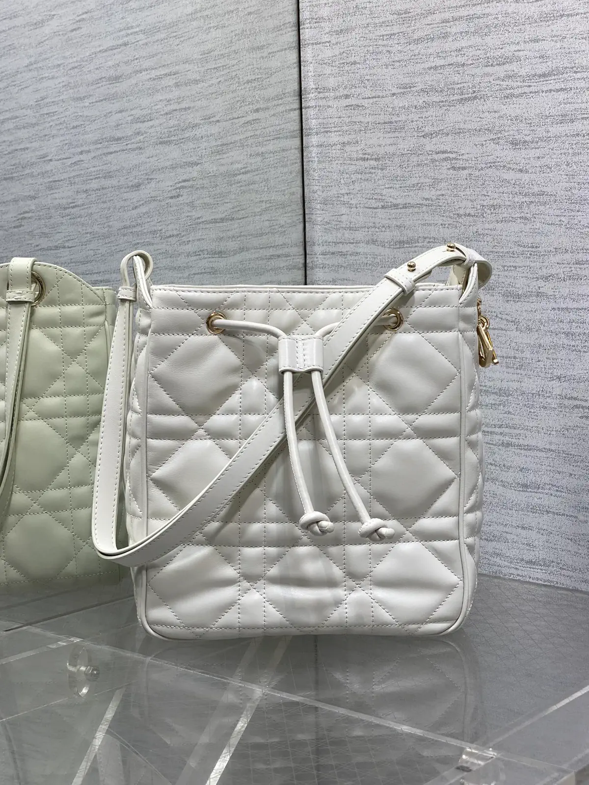 Dior White Quilted Bucket Bag image 1