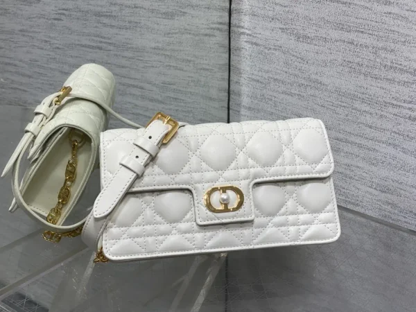 Dior White Quilted Pearl Chain Shoulder Bag image 1