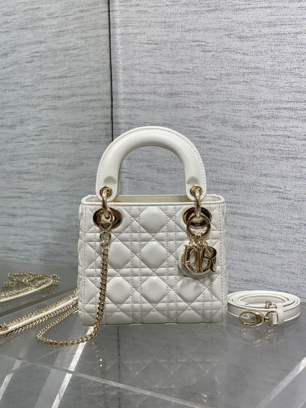 Dior White Quilted Top Handle Bag image 1