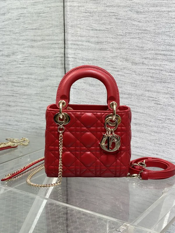 Dior Red Quilted Top Handle Bag image 1