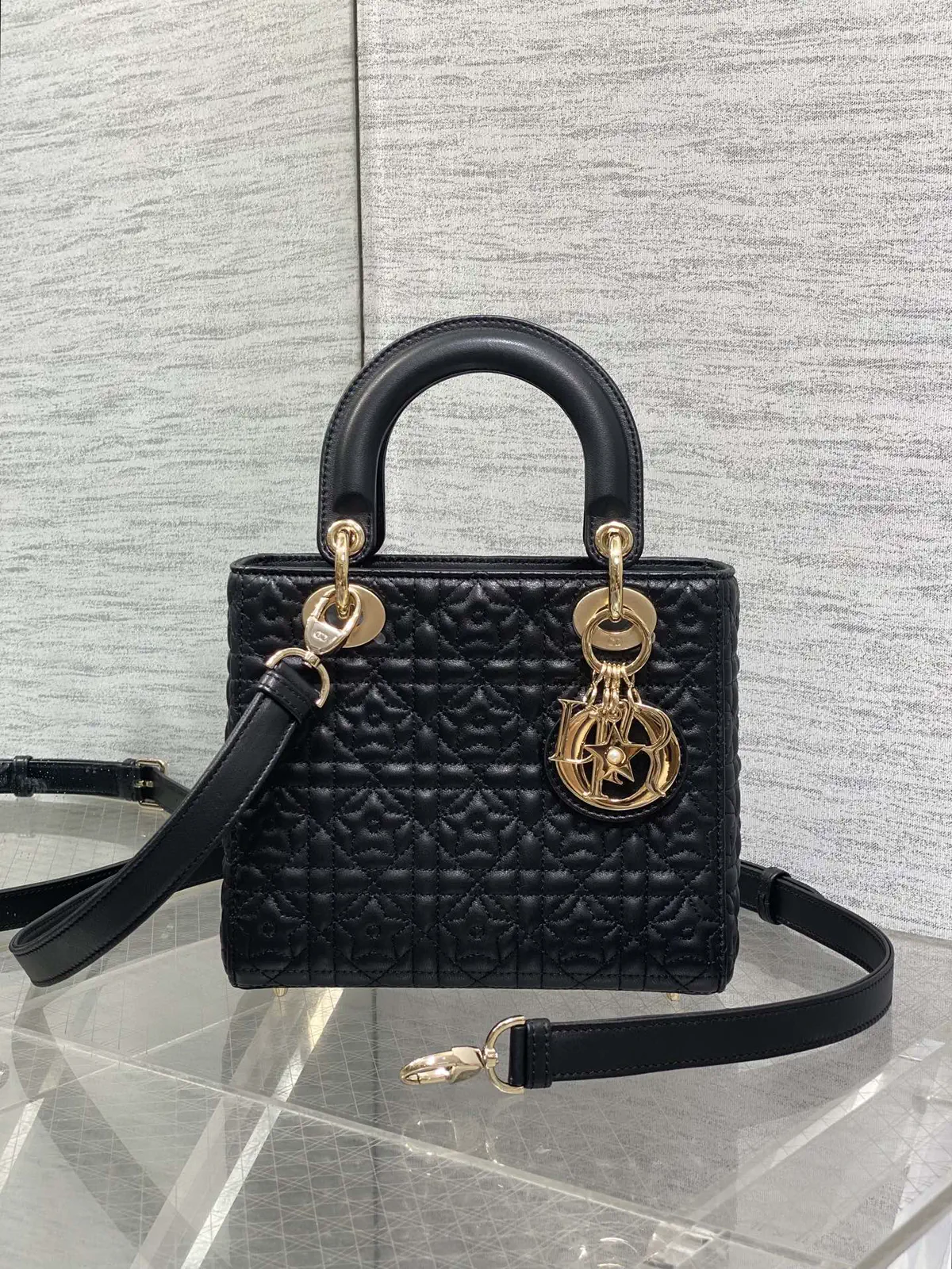 Dior Quilted Top Handle Bag with Star Charm image 1