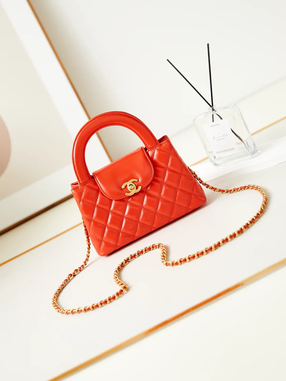 Chanel Quilted Top Handle Bag with Chain Strap image 1