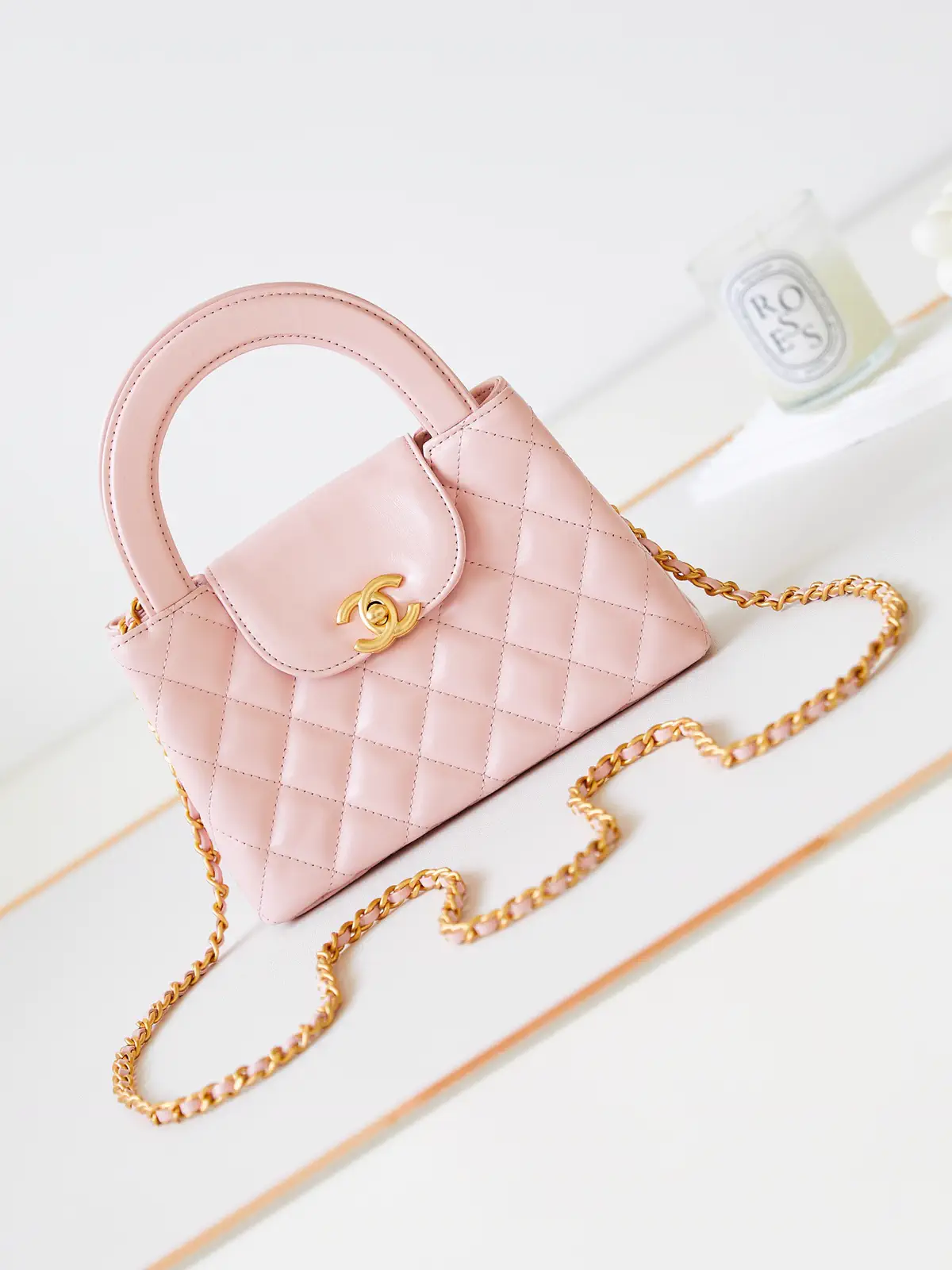Chanel Quilted Top Handle Bag with Chain Strap image 1