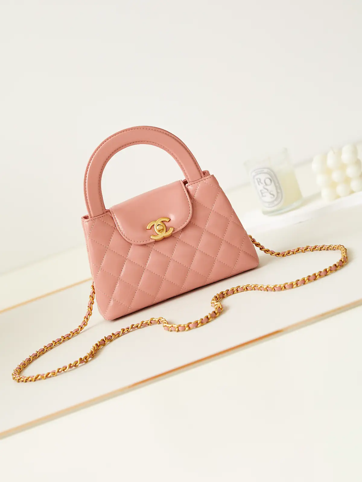 Chanel Quilted Top Handle Bag with Chain Strap image 1