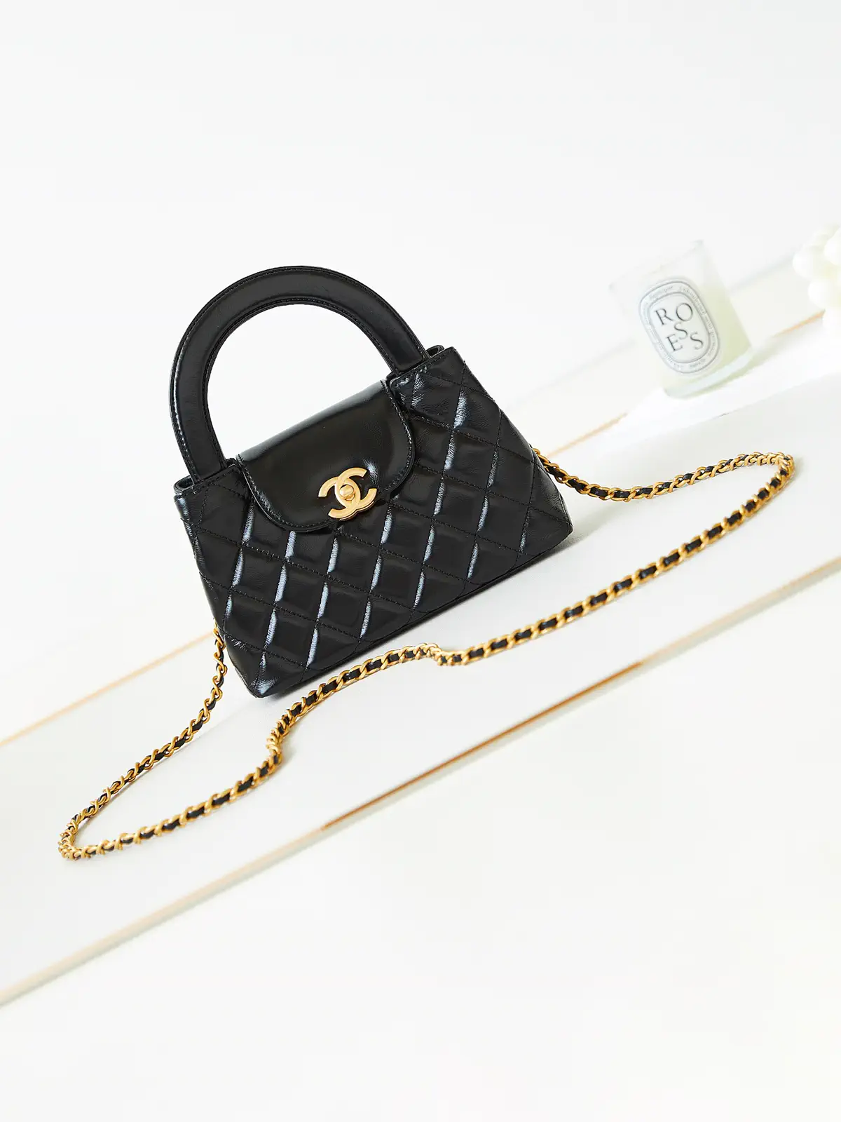 Chanel Quilted Top Handle Bag with Chain Strap image 1
