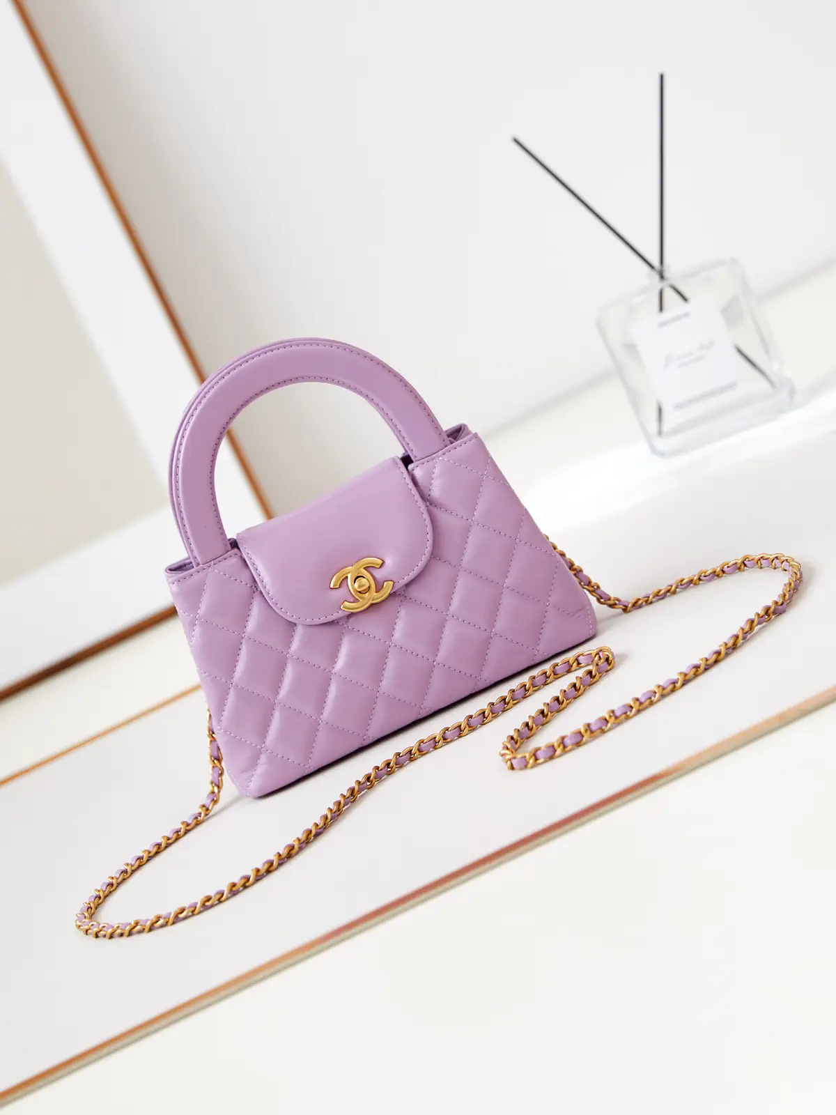 Chanel Quilted Top Handle Bag with Chain Strap image 1