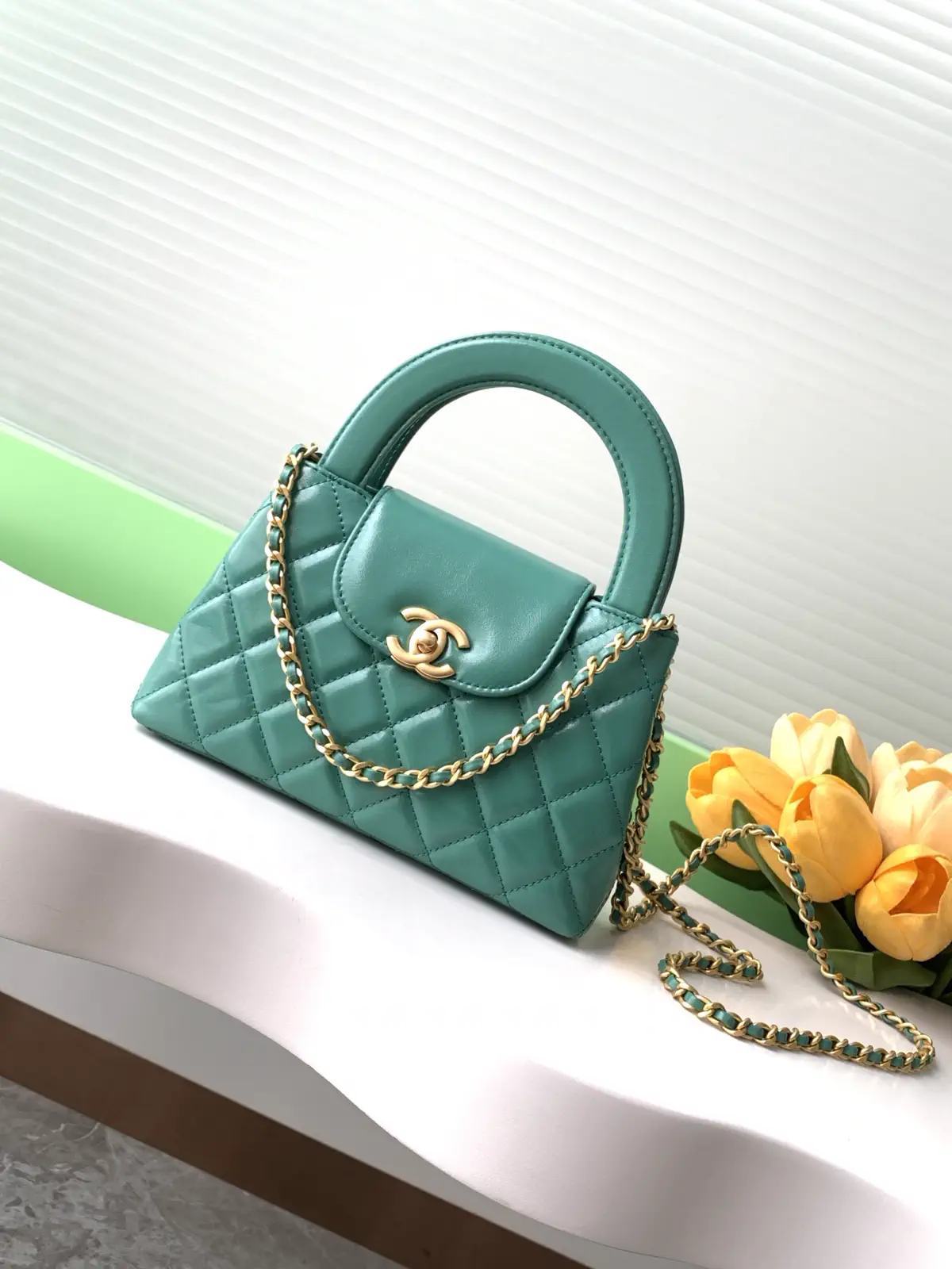 Chanel Quilted Top Handle Bag with Chain Strap image 1