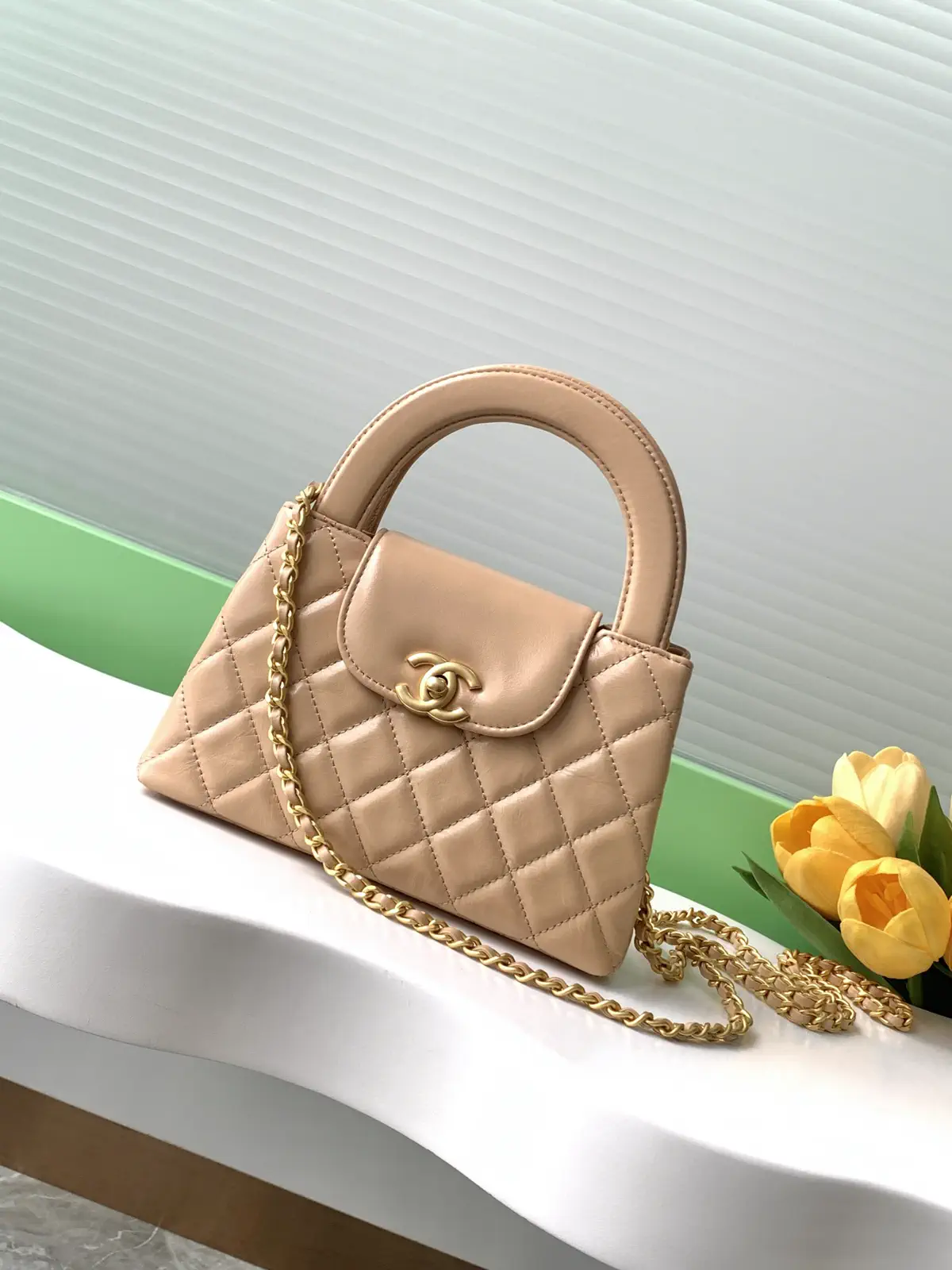 Chanel Quilted Top Handle Bag with Chain Strap image 1