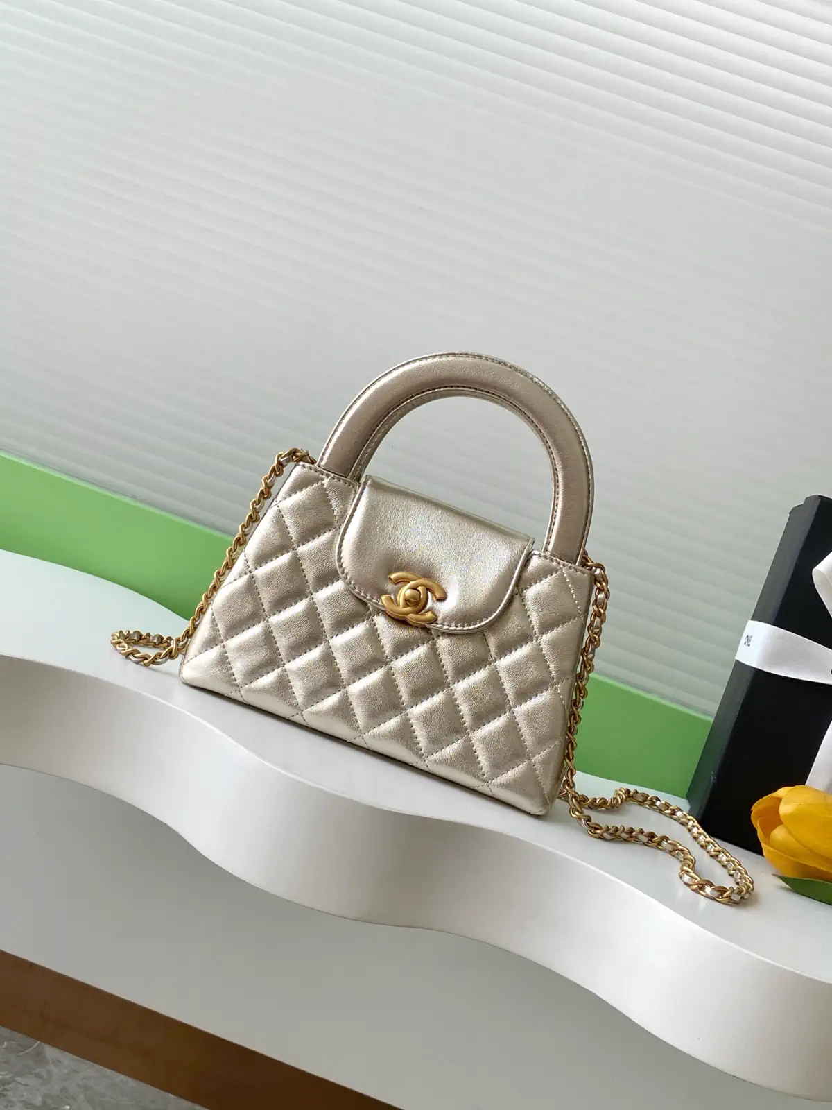 Chanel Quilted Top Handle Bag with Chain Strap image 1