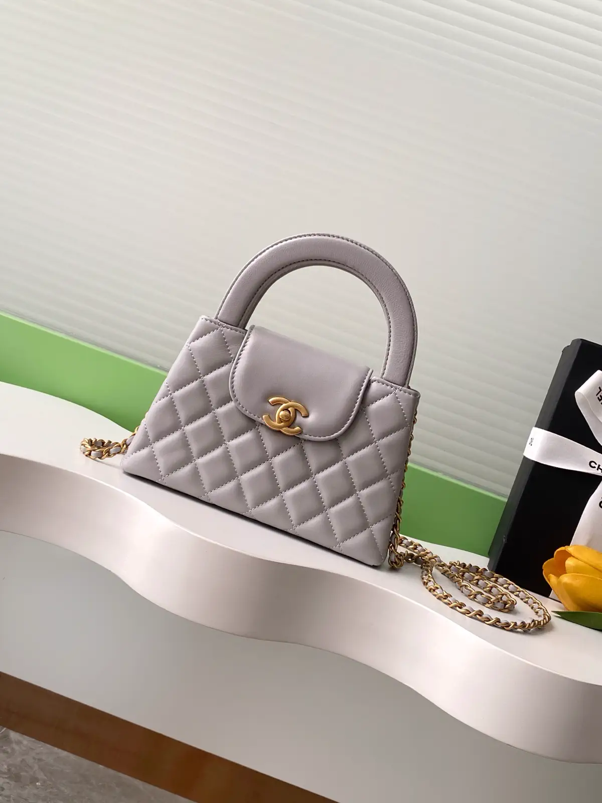Chanel Quilted Top Handle Bag with Chain Strap image 1