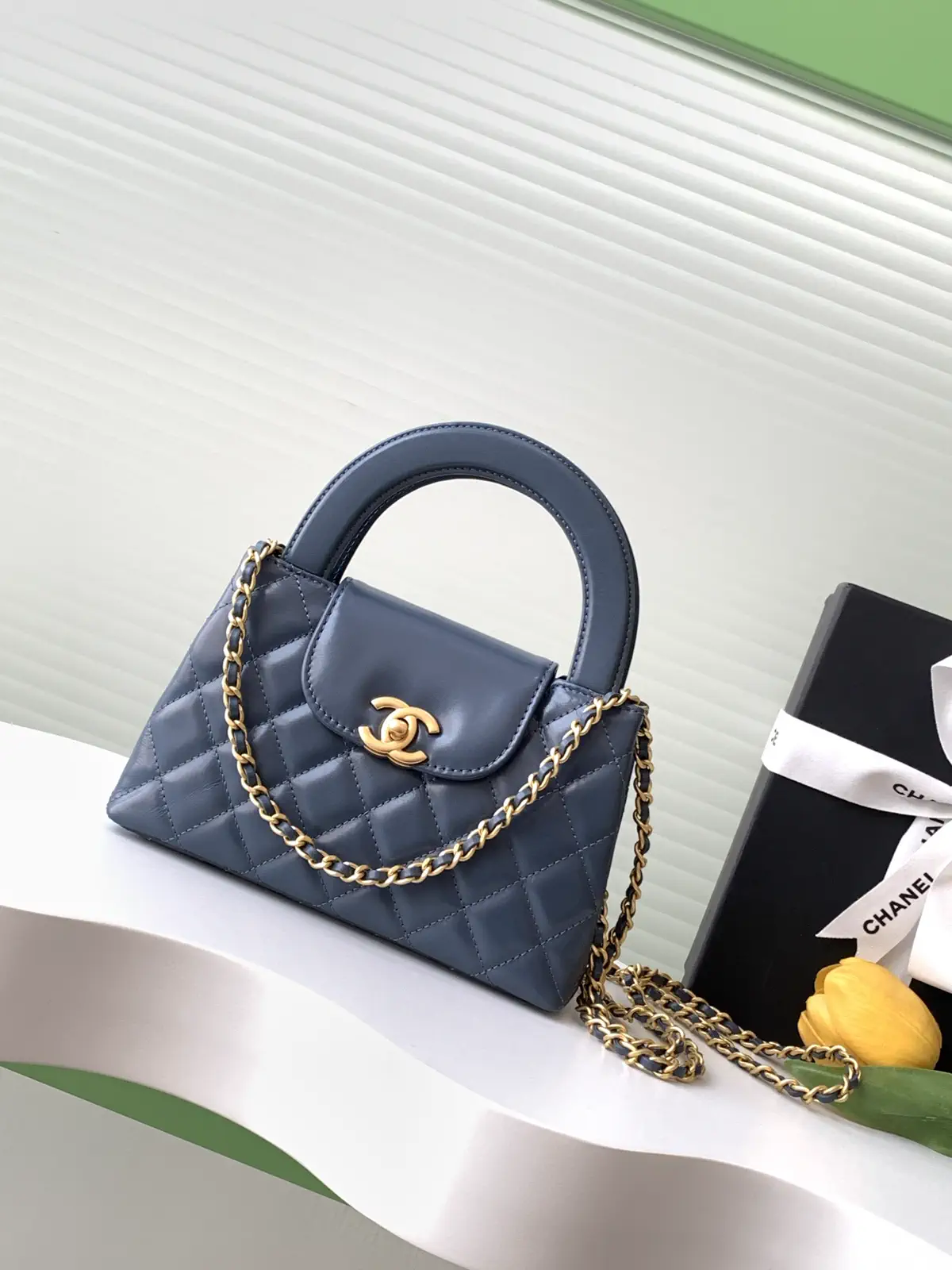 Chanel Quilted Top Handle Bag with Chain Strap image 1