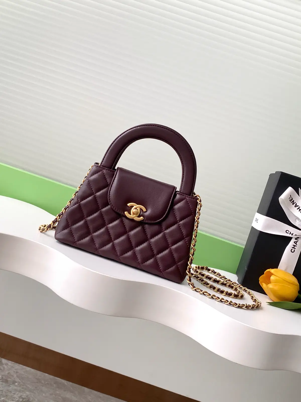 Chanel Quilted Top Handle Bag with Chain Strap image 1