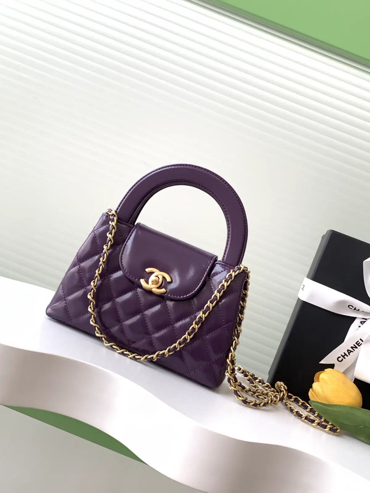 Chanel Quilted Top Handle Bag with Chain Strap image 1