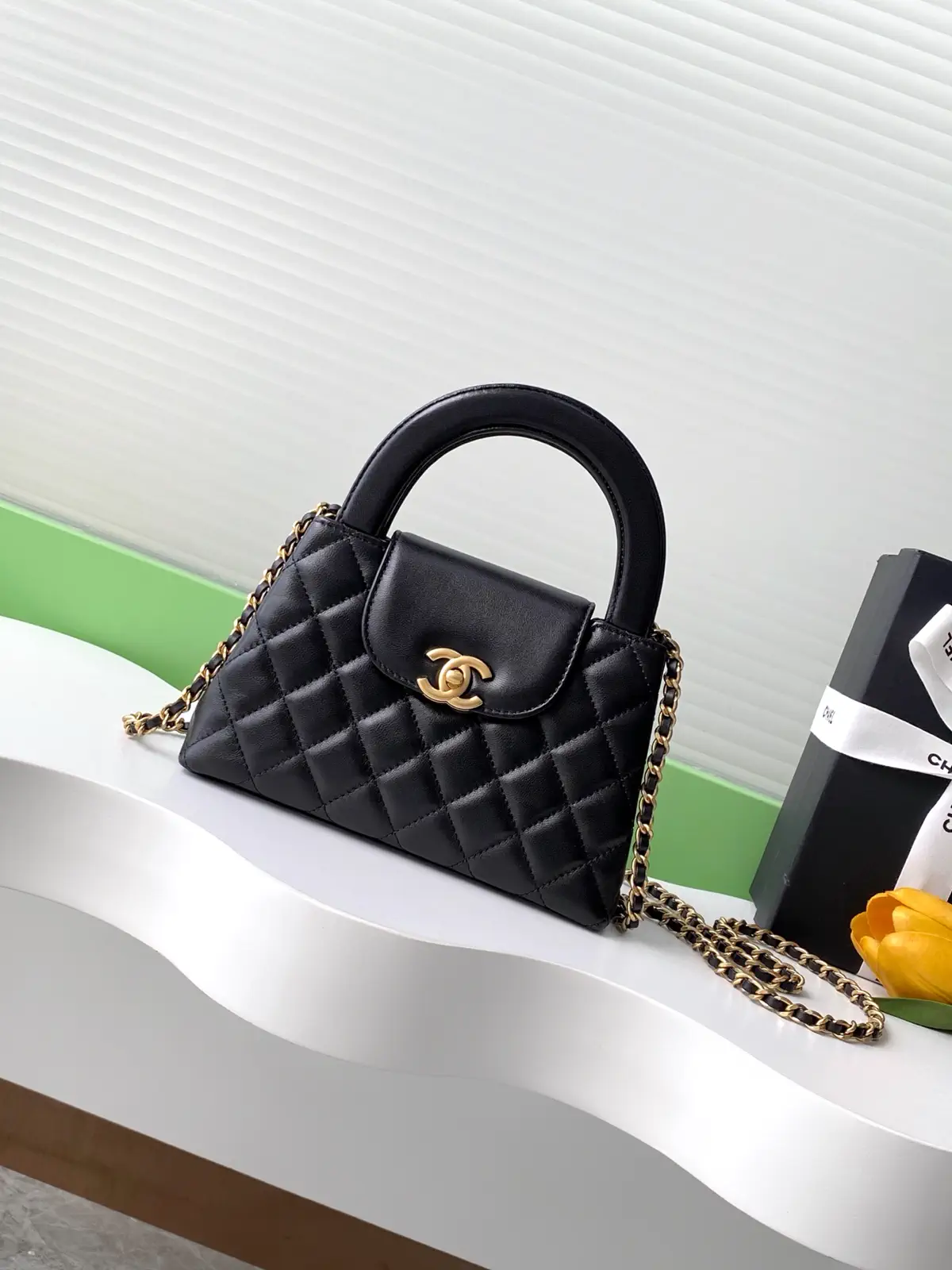 Chanel Quilted Top Handle Bag with Chain Strap image 1