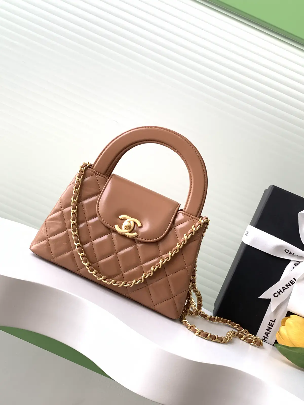Chanel Quilted Kelly Top Handle Bag with Chain Strap image 1