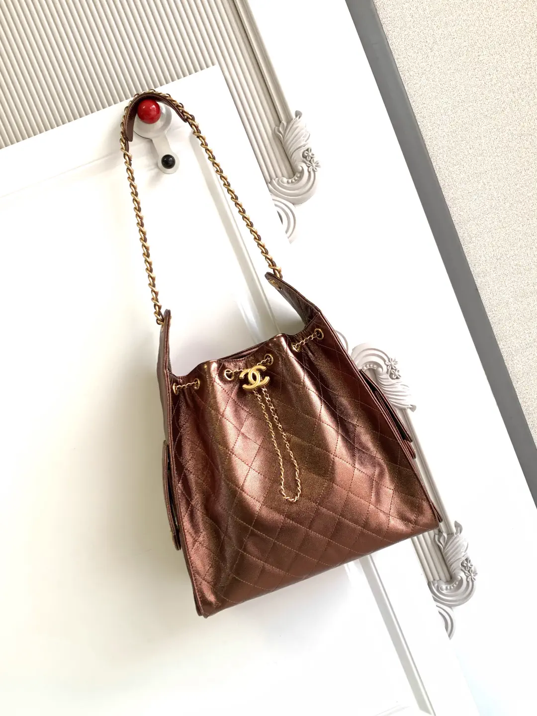 Chanel Quilted Drawstring Bucket Bag image 1