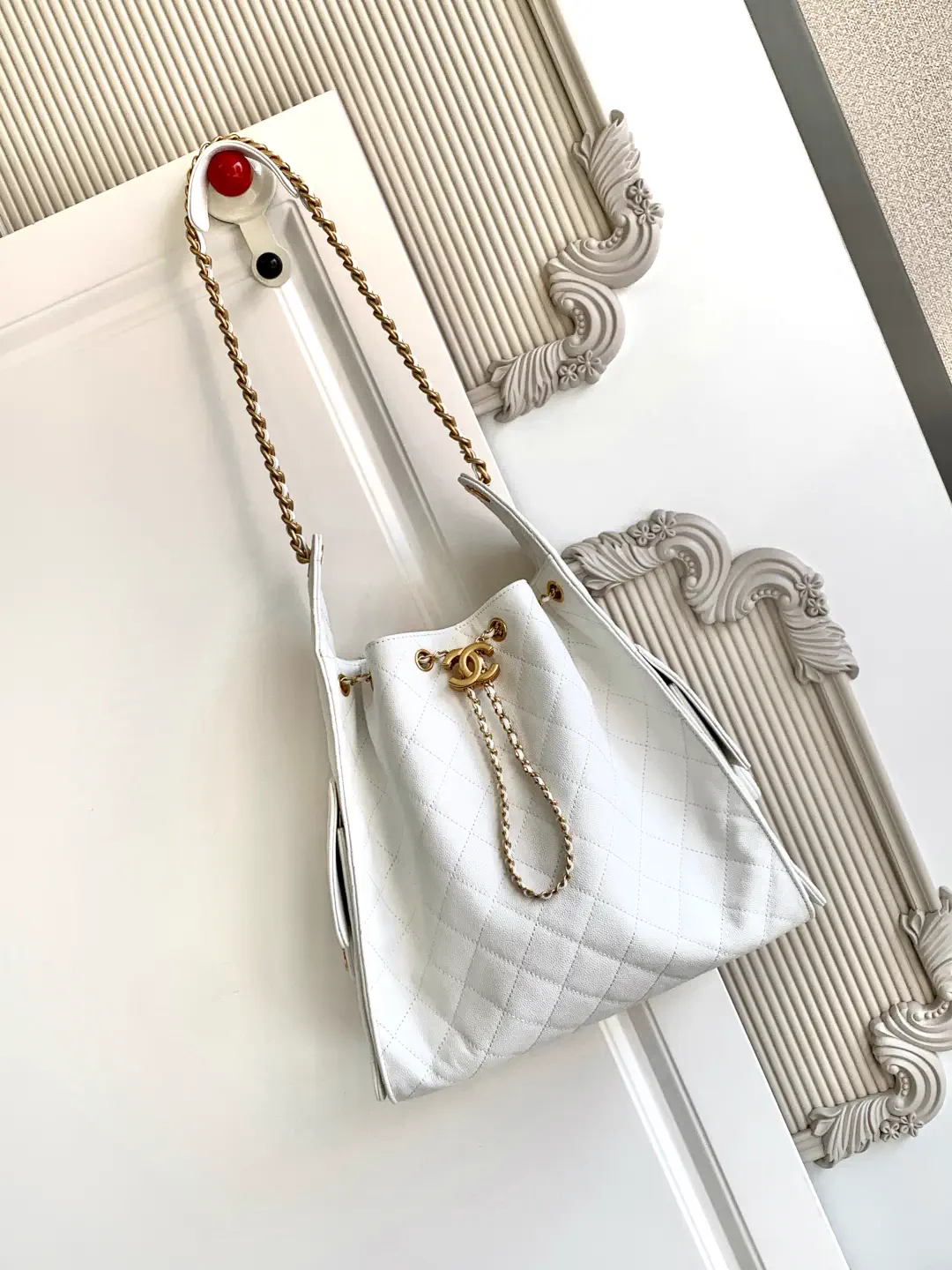 Chanel Quilted Drawstring Bucket Bag image 1