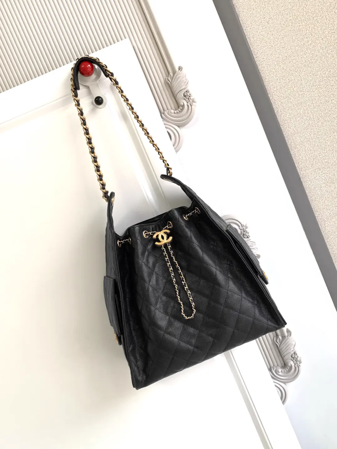 Chanel Quilted Drawstring Bucket Bag image 1