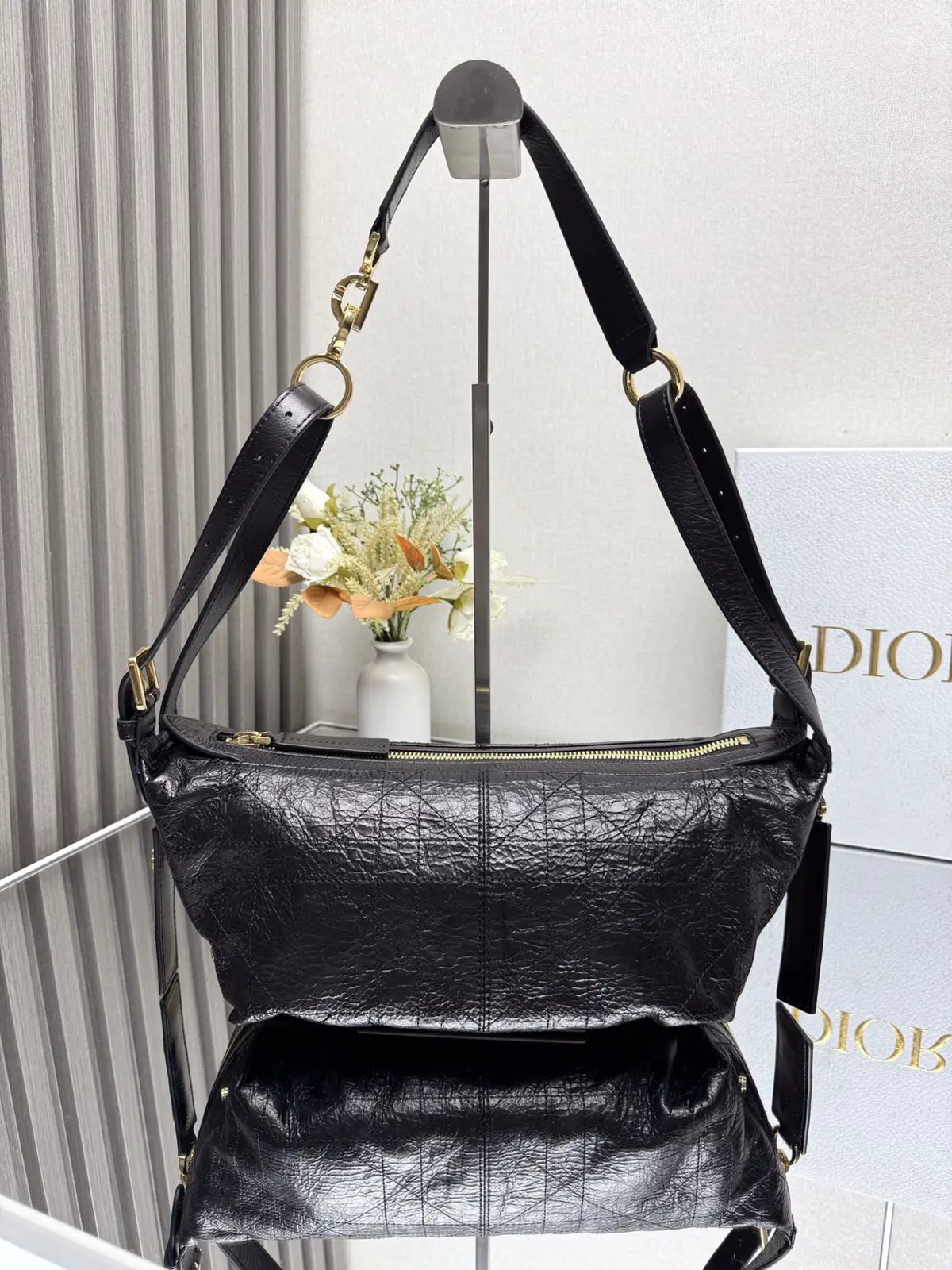 Dior D-Journey Black Quilted Leather Shoulder Bag image 1
