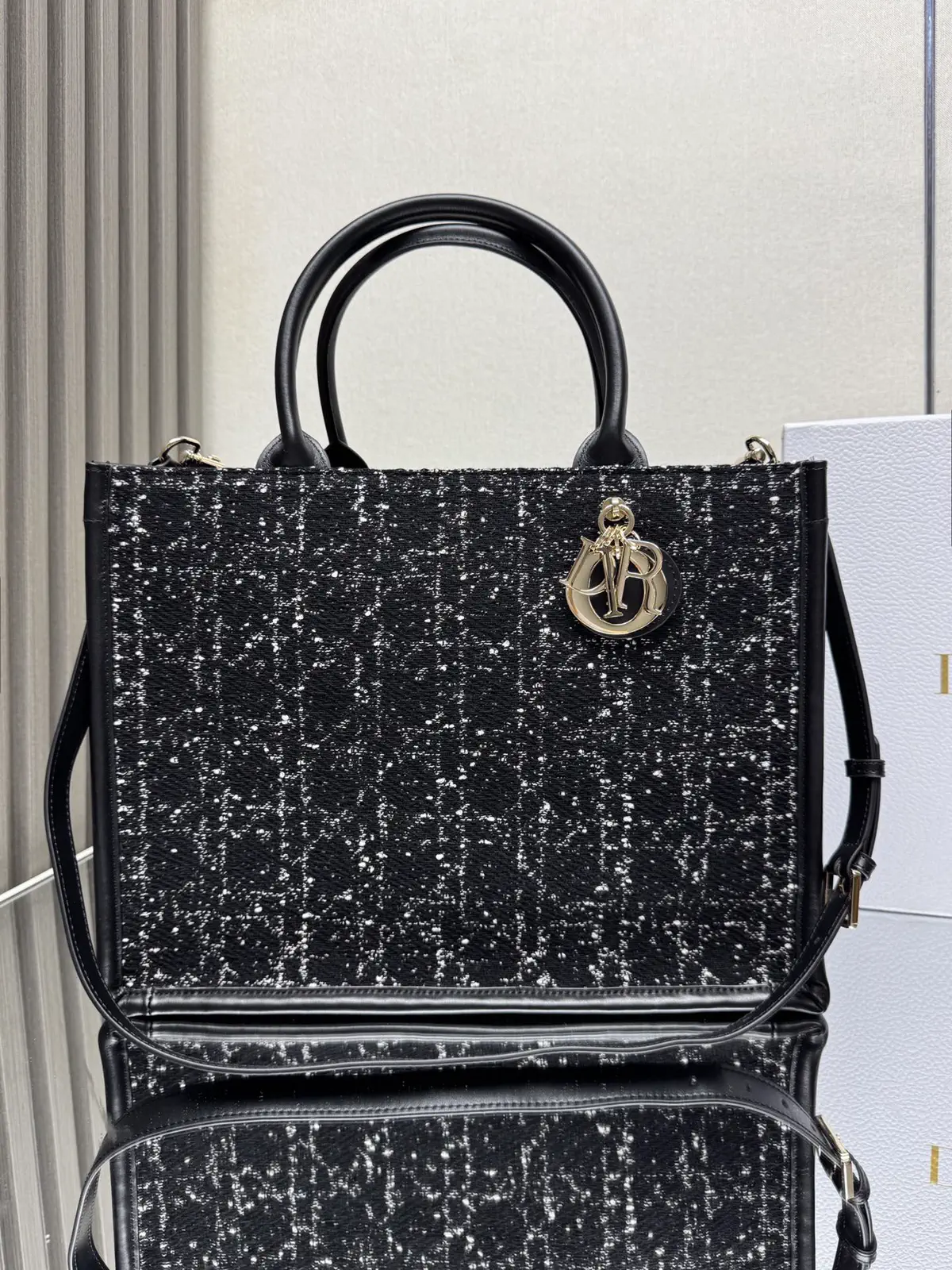 Dior Black Tweed Book Tote Bag image 1