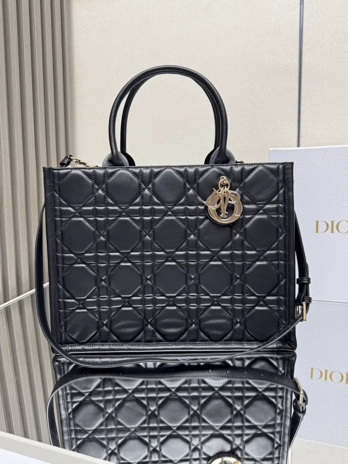 Dior Black Quilted Book Tote Bag image 1