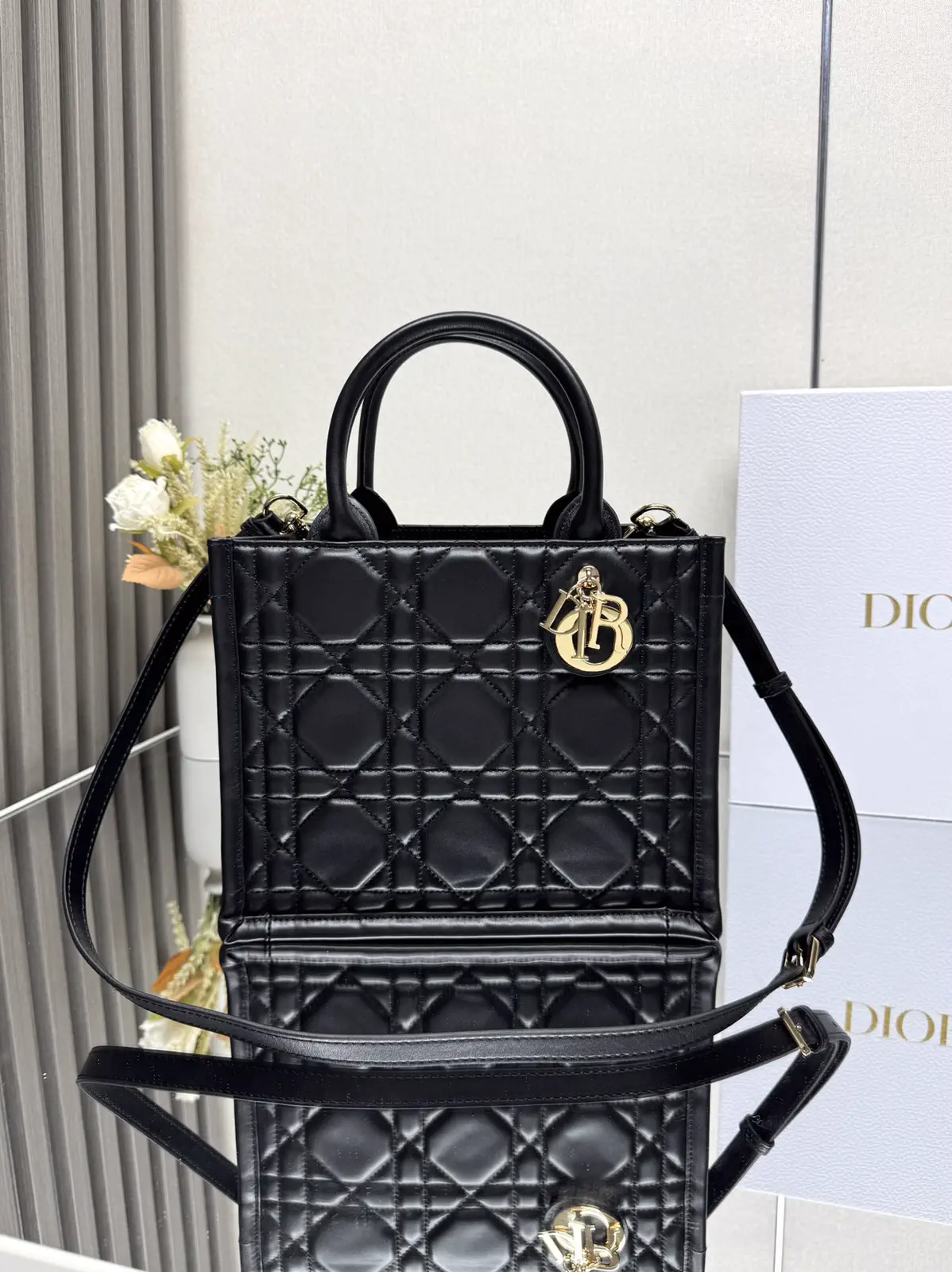 Dior Black Quilted Book Tote Bag image 1