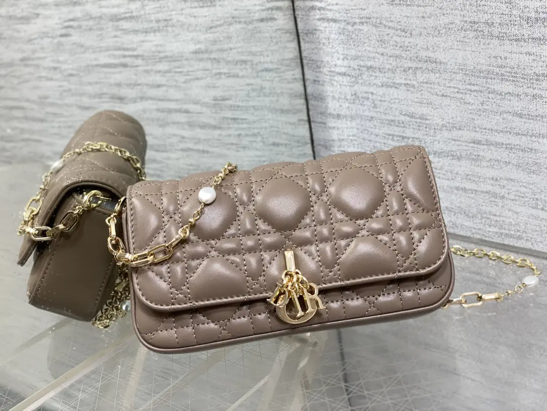 Dior Quilted Pearl Chain Crossbody Bag image 1