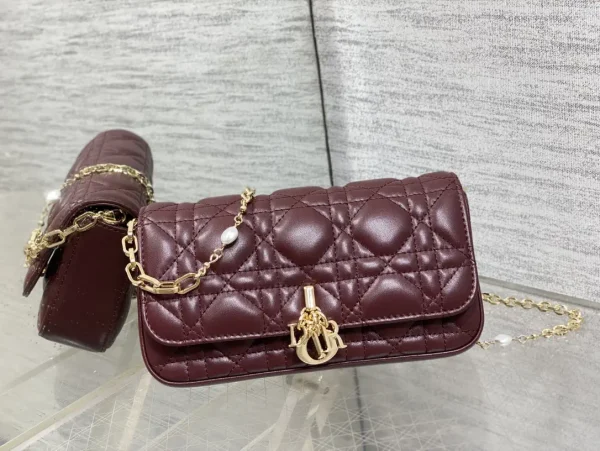 Dior Quilted Pearl Chain Crossbody Bag image 1