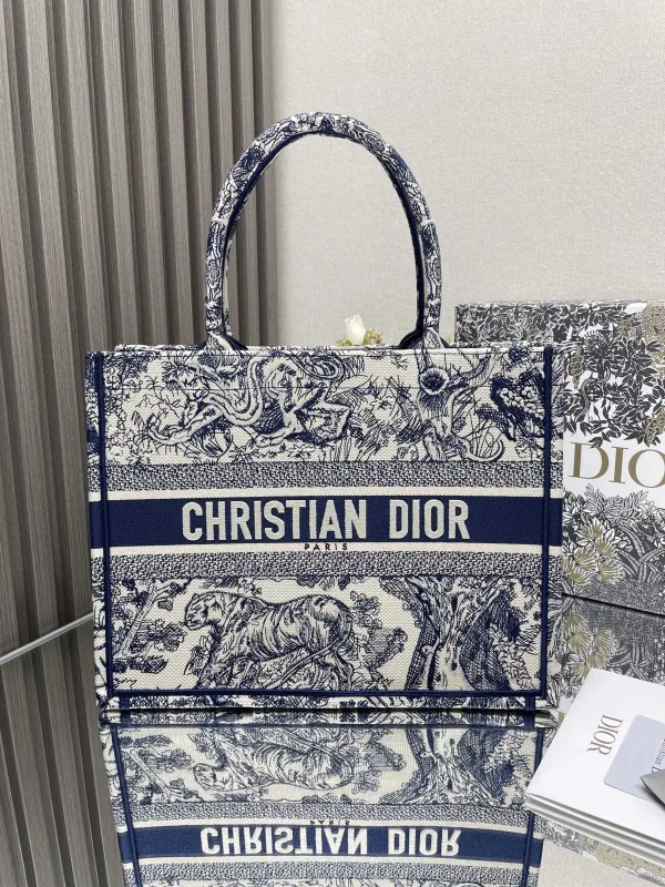 Dior Blue Tiger Embroidered Book Tote Bag image 1
