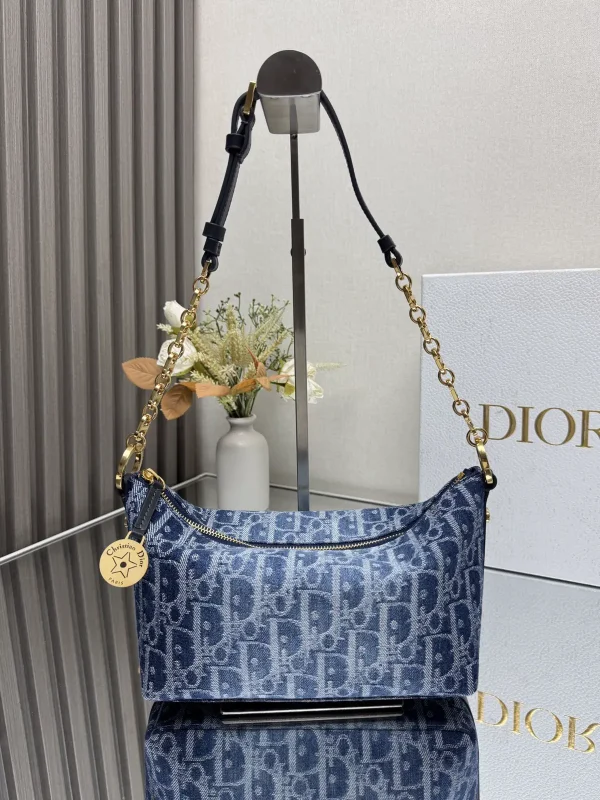 Dior Blue Oblique Jacquard Star Hobo Shoulder Bag image 1