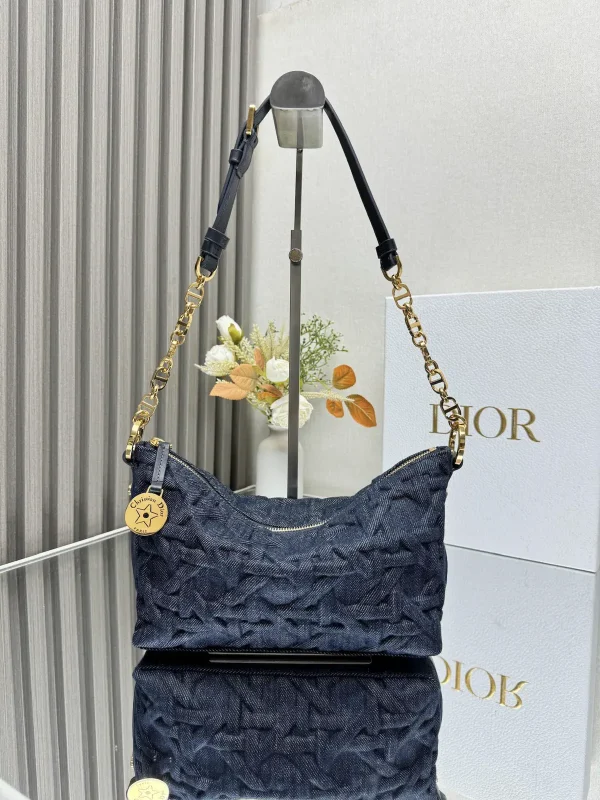 Dior Dark Blue Denim Star Hobo Shoulder Bag image 1