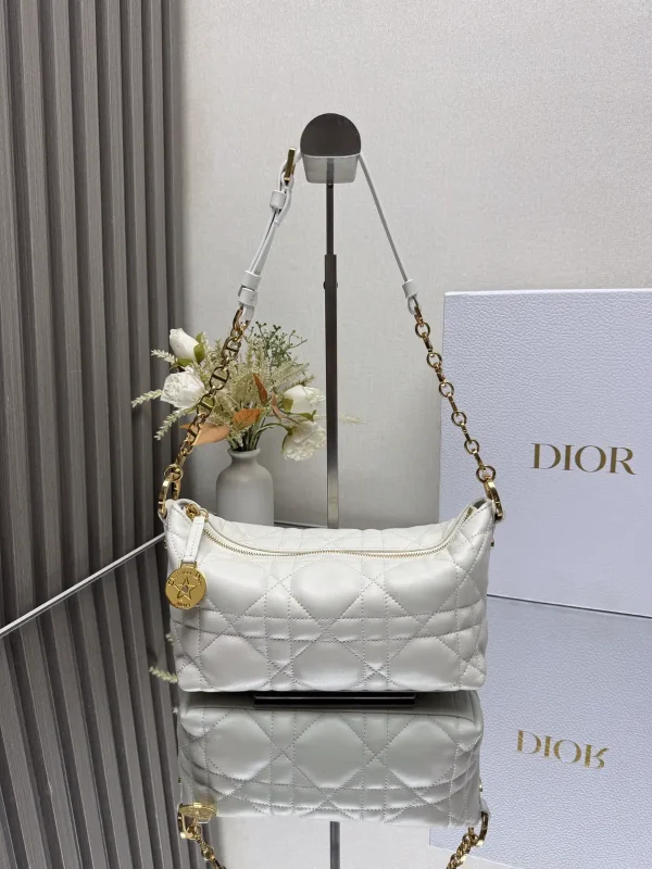 Dior White Quilted Star Hobo Shoulder Bag image 1