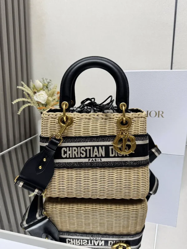Dior Woven Top Handle Bag with Oblique Canvas Inner Pouch image 1