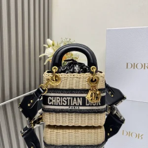 Dior Woven Top Handle Bag with Oblique Canvas Inner Pouch image 1