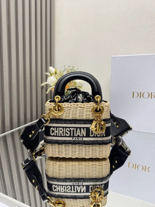Dior Woven Top Handle Bag with Oblique Canvas Inner Pouch image 1