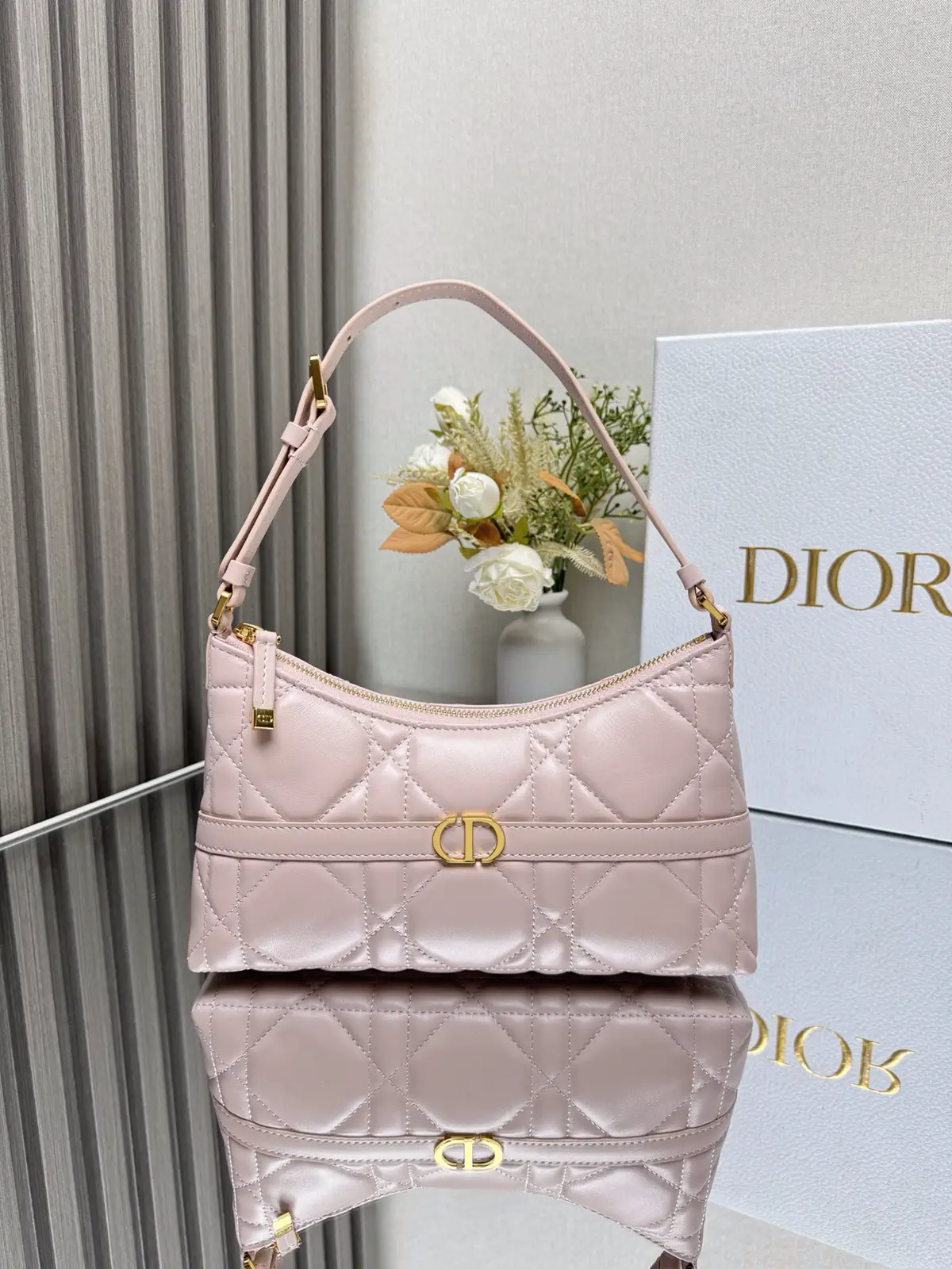 Dior Pink Quilted Leather Shoulder Bag image 1