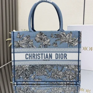 Dior Blue Palm Tree Print Book Tote Bag image 1