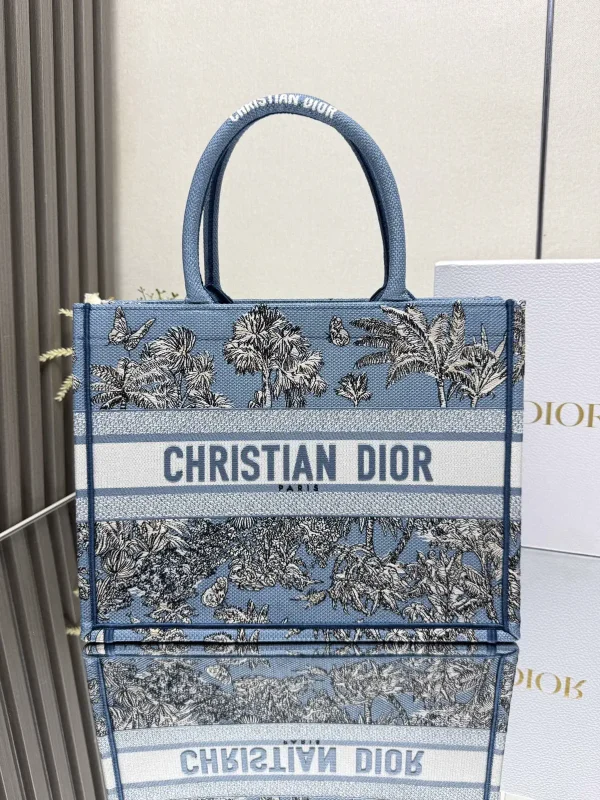Dior Blue Palm Tree Print Book Tote Bag image 1
