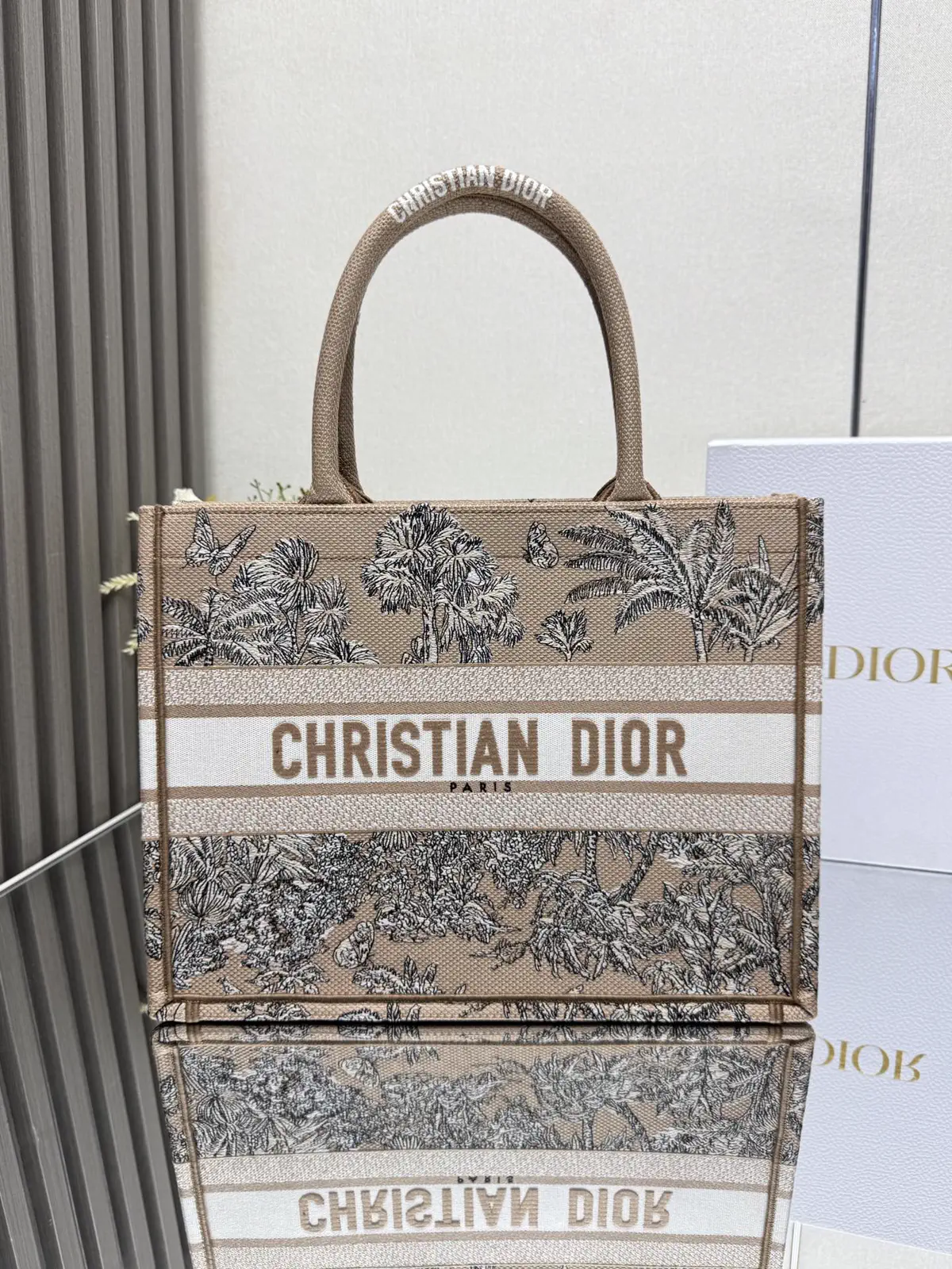 Dior Palm Tree Embroidered Book Tote Bag image 1