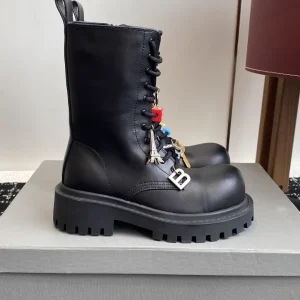 Balenciaga Lace-Up Martin Boots with Double B Buckle image 1