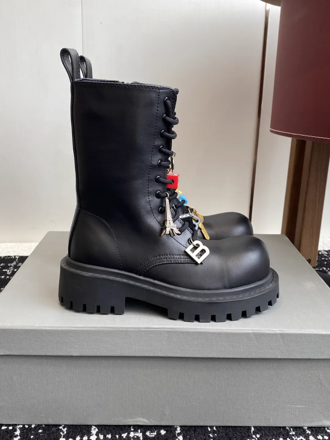 Balenciaga Lace-Up Martin Boots with Double B Buckle image 1
