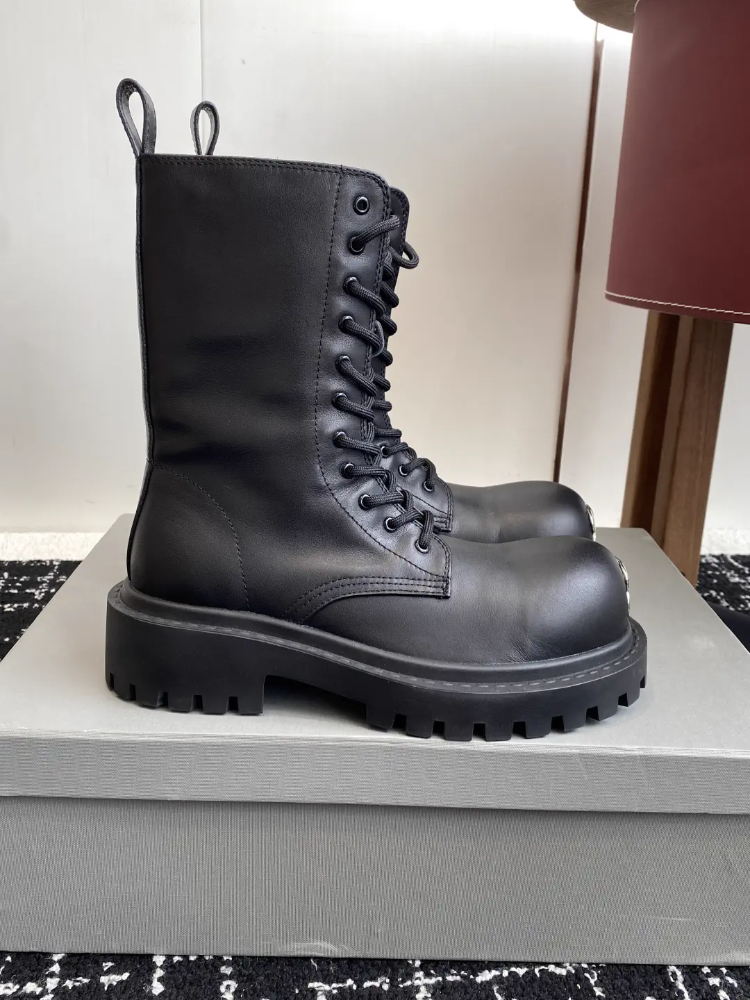 Balenciaga Double B Buckle Lace-Up Martin Boots image 1