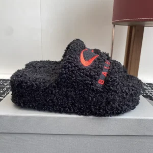 Furry Platform Slide Slippers image 1