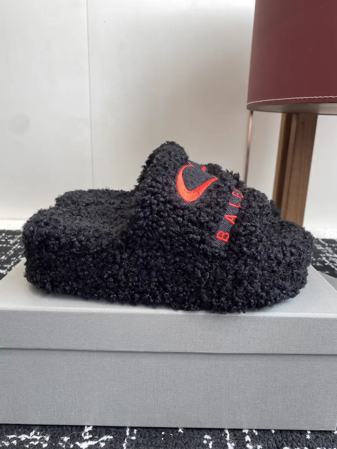Furry Platform Slide Slippers image 1