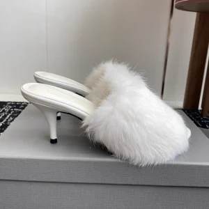 Balenciaga 25ss Mink Fur Round Toe High Heel Mules image 1