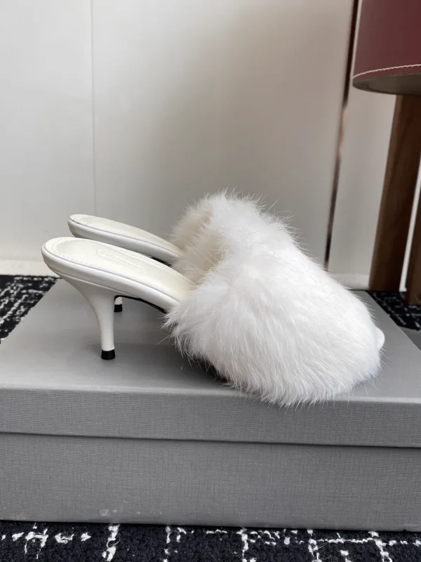 Balenciaga 25ss Mink Fur Round Toe High Heel Mules image 1
