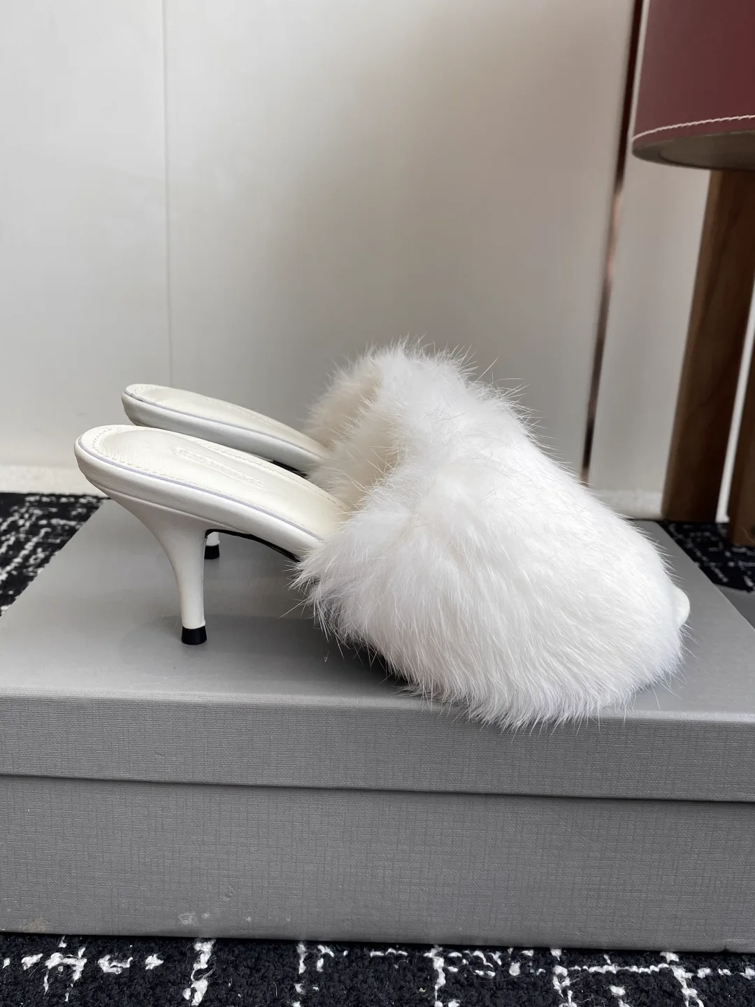 Balenciaga 25ss Mink Fur Round Toe High Heel Mules image 1