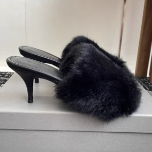 Balenciaga 25ss Mink Fur Round Toe High Heel Mules image 1