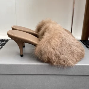 Balenciaga 25ss Mink Fur Round Toe High Heel Mules image 1