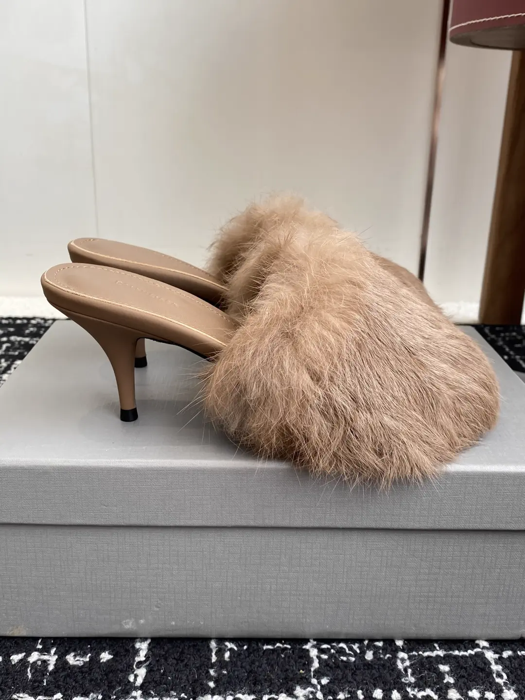 Balenciaga 25ss Mink Fur Round Toe High Heel Mules image 1